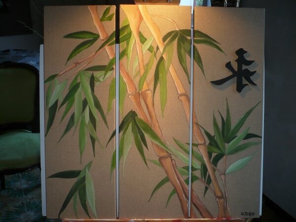 Peinture intitulée "bambou" par Estelle Leprohon, Œuvre d'art originale, Autre