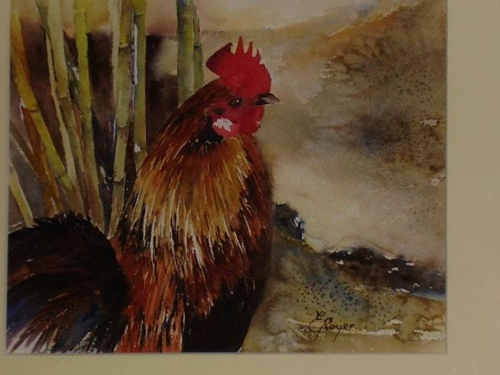 Painting titled "Coq" by Estelle Royer, Original Artwork