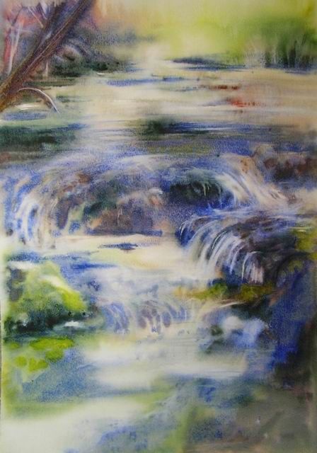 Peinture intitulée "Fraicheur cascade" par Estelle Royer, Œuvre d'art originale