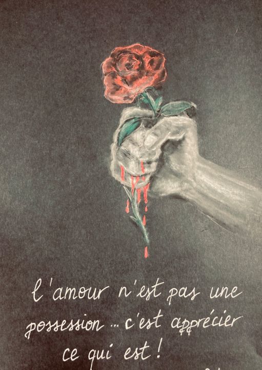 Drawing titled "Amour vrai" by Estelle Pax, Original Artwork, Pastel