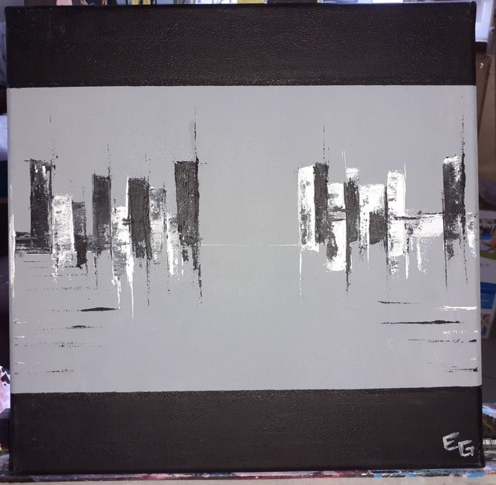 Painting titled ""Manhattan"" by Estelle Paint, Original Artwork, Acrylic