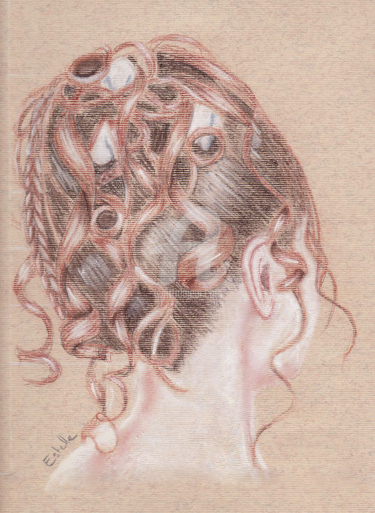 Dessin intitulée "Coiffure" par Estelle Wintzer, Œuvre d'art originale, Autre