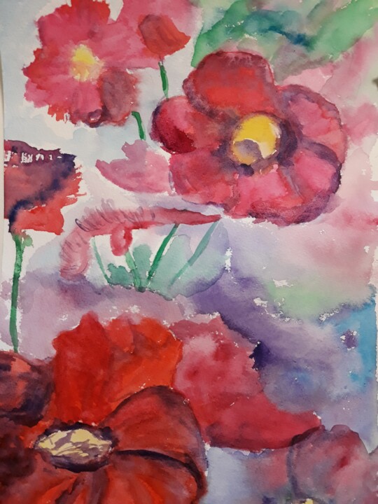 Painting titled "The last Garden of…" by Ester Q, Original Artwork, Watercolor