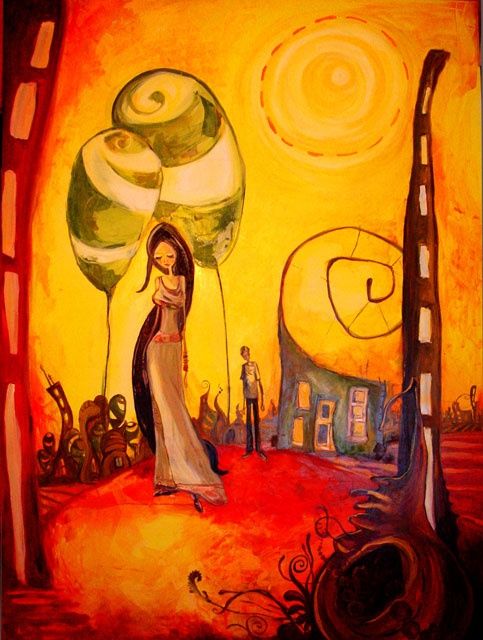 Painting titled "Mysterious Day”" by Estera Lungu, Original Artwork