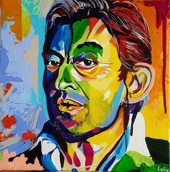 Peinture intitulée "Serge Gainsbourg" par Lulu, Œuvre d'art originale, Acrylique