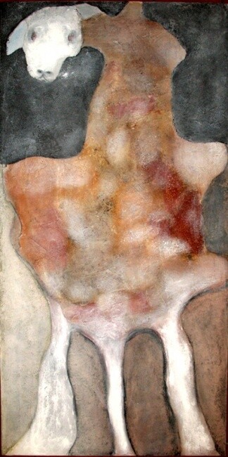 Painting titled "mouton girafe chame…" by Esteves De Cooman, Original Artwork, Acrylic