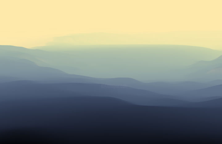 Digital Arts titled "Mountainous Landsca…" by Angel Estevez, Original Artwork, 2D Digital Work