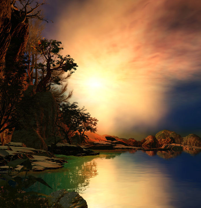 Digital Arts titled "Peaceful and Eerie" by Angel Estevez, Original Artwork, 2D Digital Work