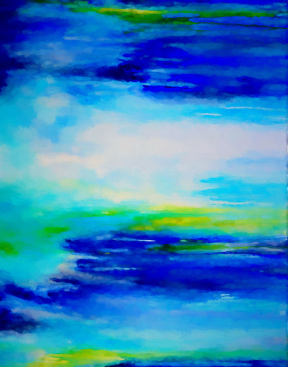 Arte digitale intitolato "Blue Landscape" da Angel Estevez, Opera d'arte originale, Pittura digitale