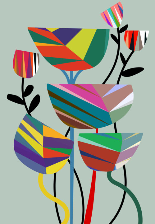 Grafika cyfrowa / sztuka generowana cyfrowo zatytułowany „Wildflowers” autorstwa Angel Estevez, Oryginalna praca, 2D praca c…