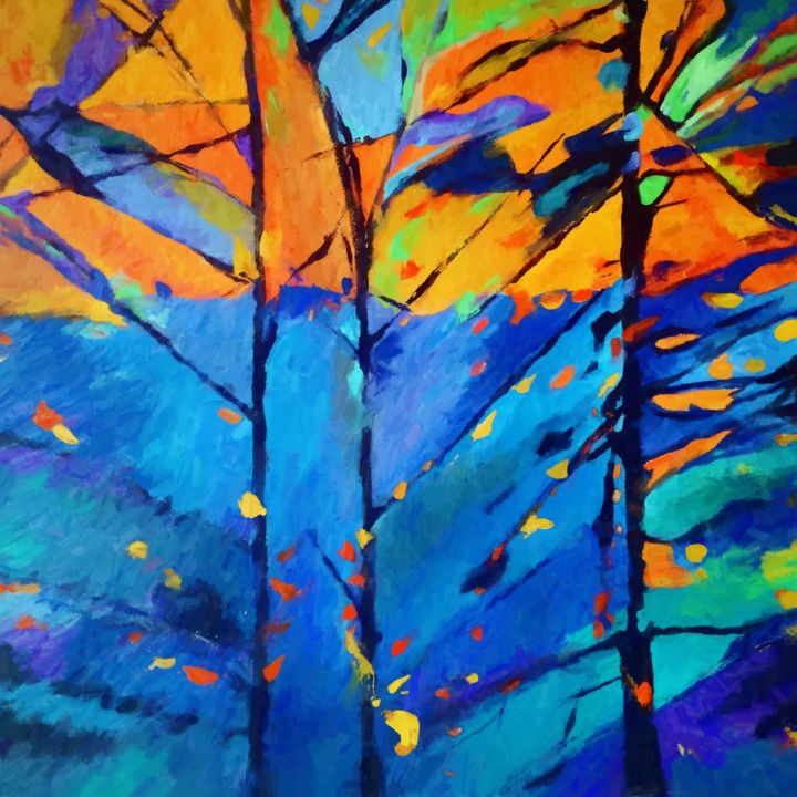 Painting titled "Autumnal Grove" by Angel Estevez, Original Artwork, Acrylic