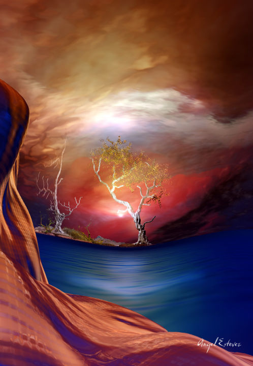 Arte digital titulada "Surreal landscape" por Angel Estevez, Obra de arte original, Modelado 3D