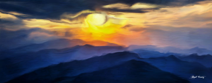 Digital Arts titled "Rough sundown" by Angel Estevez, Original Artwork, Digital Painting