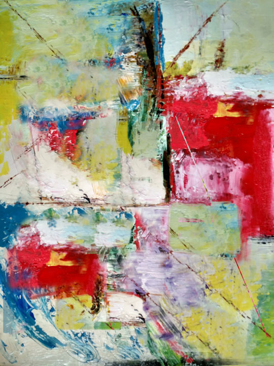 Painting titled "Composiçao abstrata…" by Angel Estevez, Original Artwork, Acrylic