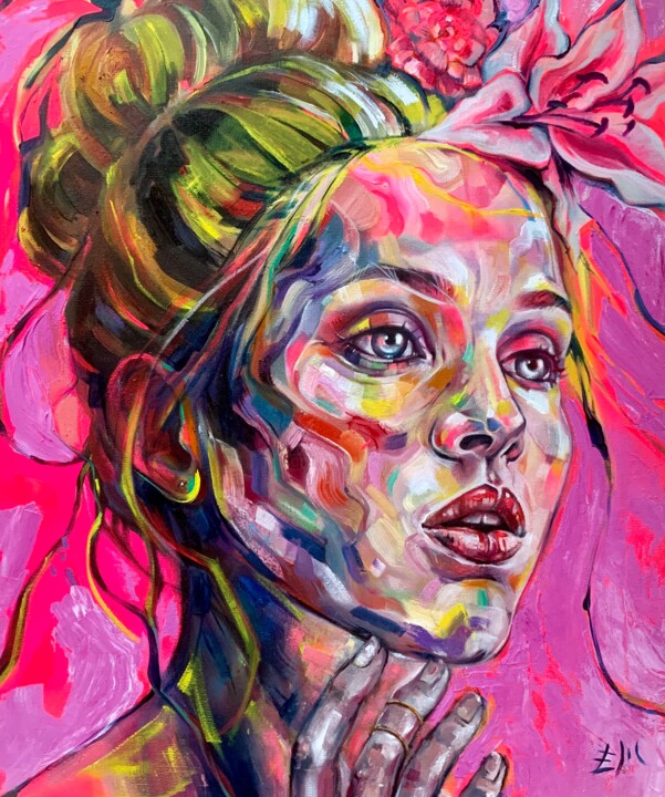 Картина под названием "Pink Cupcake" - Esther Martínez, Подлинное произведение искусства, Акрил