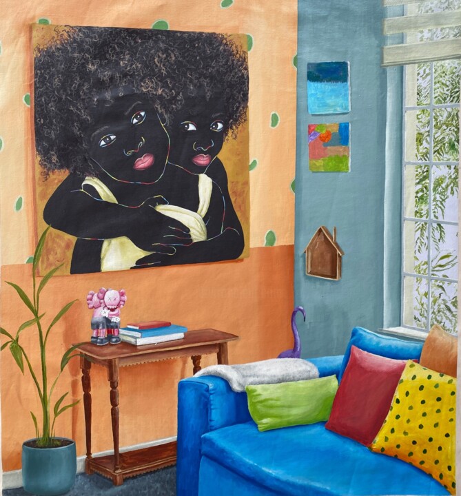 Painting titled "Cozy Retreat" by Esther Oyeyemi, Original Artwork, Acrylic