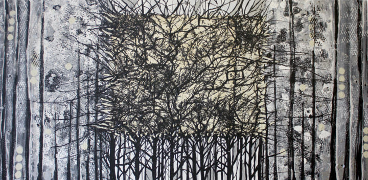 Painting titled "Park Trees" by Esther Stenzler, Original Artwork, Acrylic