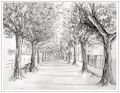 Desenho intitulada "Promenade à La Clay…" por Esther, Obras de arte originais