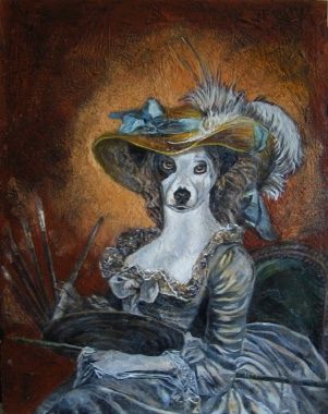 Peinture intitulée "Dame peintre" par Julienne Establet, Œuvre d'art originale, Huile