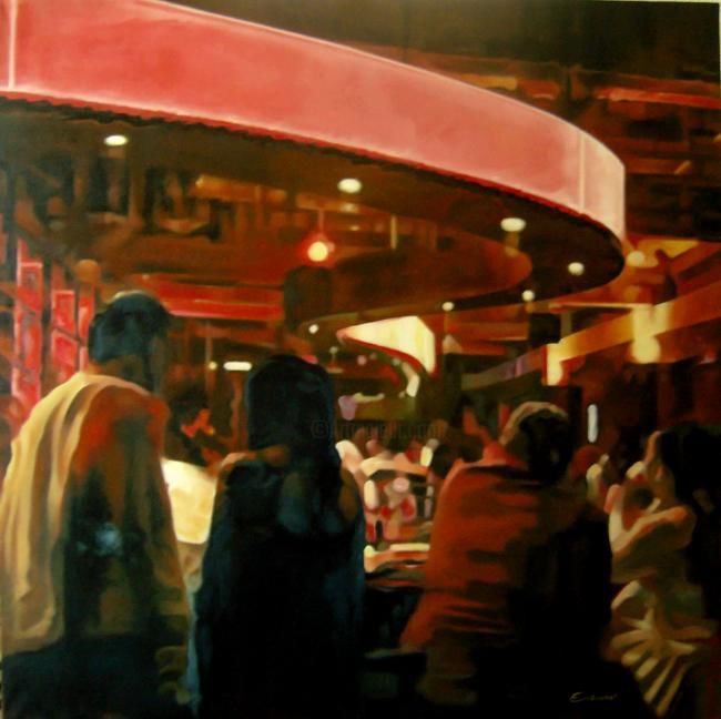 Painting titled "Bar n°3" by D.L  Estrabaut, Original Artwork