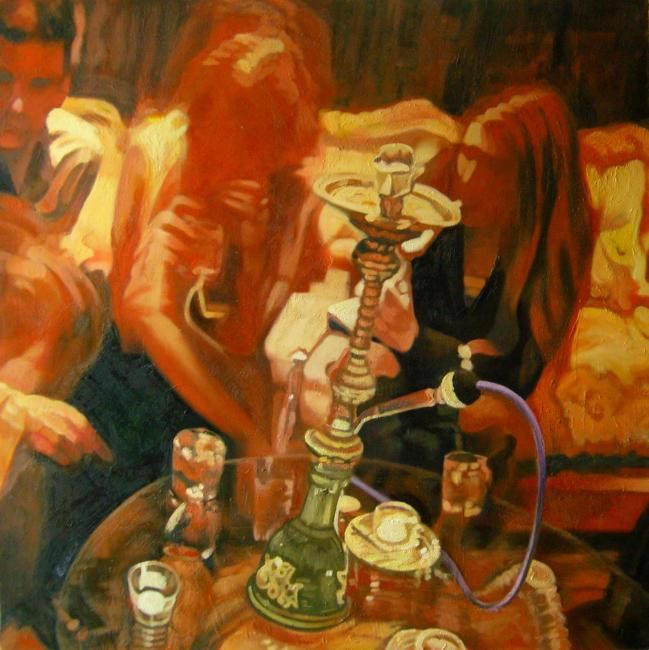 Pittura intitolato "Bar n°10" da D.L  Estrabaut, Opera d'arte originale