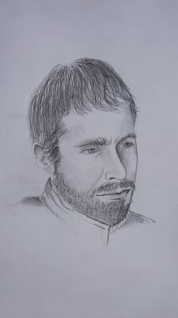 Desenho intitulada "Portait Eric" por Carole Louise Barbier, Obras de arte originais