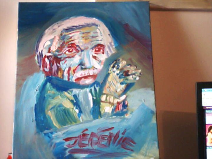 Painting titled "Albert Einstein" by Leternellevue, Original Artwork, Oil