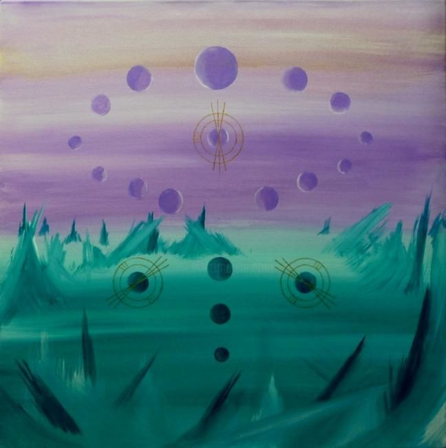 Painting titled "PAISAJE COSMICO" by Maria Fernanda Urban, Original Artwork