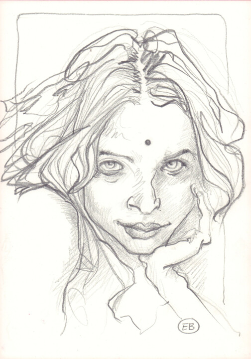 Drawing titled "A838 Michelle" by Etienne Bonnet, Original Artwork, Pencil