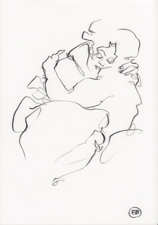 "A817 Couple in love" başlıklı Resim Etienne Bonnet tarafından, Orijinal sanat, Mum boya