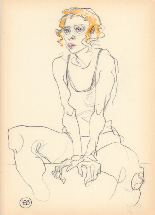 Disegno intitolato "A476 Rosalie" da Etienne Bonnet, Opera d'arte originale, Matite colorate