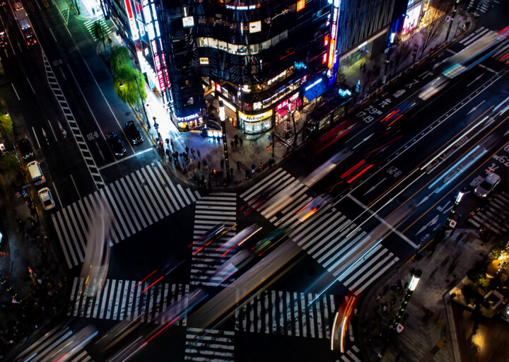 Fotografie getiteld "Tokyo by night" door Etienne Frankum, Origineel Kunstwerk, Digitale fotografie