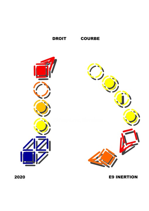 数字艺术 标题为“DROIT vs COURBE” 由Etienne Frouin (E9 Inertion), 原创艺术品, 2D数字工作