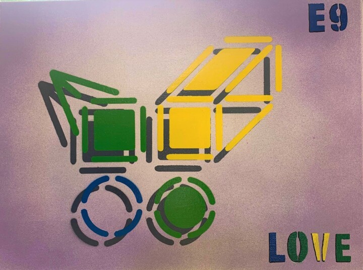 Painting titled "LOVE on canvas" by Etienne Frouin (E9 Inertion), Original Artwork, Spray paint