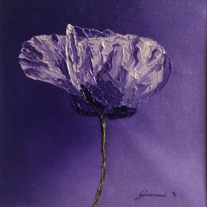 Malerei mit dem Titel "Coquelicot violet (…" von Etienne Guérinaud, Original-Kunstwerk, Öl Auf Andere starre Platte montiert