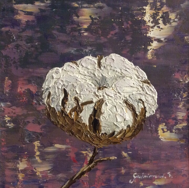 Peinture intitulée "Fleur de coton (4)" par Etienne Guérinaud, Œuvre d'art originale, Huile
