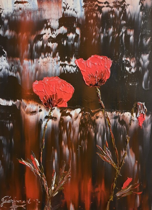 Peinture intitulée "Fleurs de ma vie" par Etienne Guérinaud, Œuvre d'art originale, Huile Monté sur Autre panneau rigide