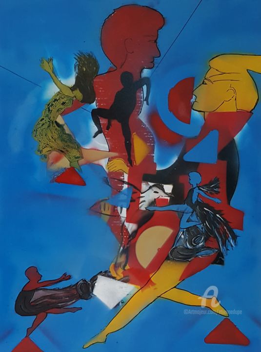 Pintura intitulada "Danse et Mouvement I" por Étienne Dupé, Obras de arte originais, Acrílico