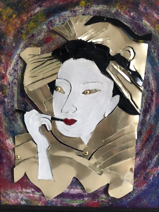 Pintura titulada "FEMME AU ROUGE A LE…" por Étienne Dupé, Obra de arte original, Oleo Montado en Bastidor de camilla de made…