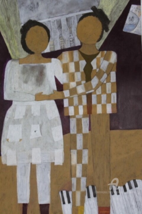 Pintura intitulada "Marionnettes amoure…" por Etolessence, Obras de arte originais, Outro