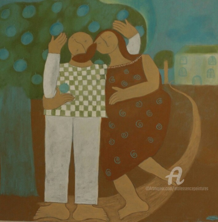 Painting titled "Danse aux fruits bl…" by Etolessence, Original Artwork