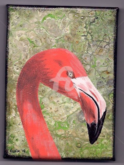 Painting titled "Flamingo" by Ellen Hendrikx, Original Artwork, Acrylic