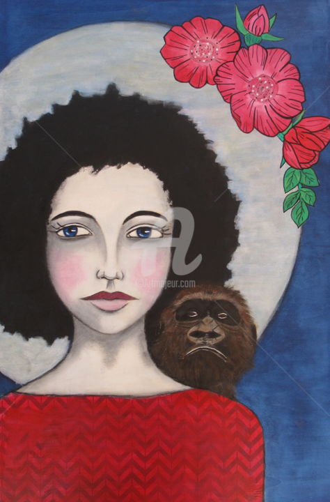 Malerei mit dem Titel "me and my little fr…" von Ellen Hendrikx, Original-Kunstwerk