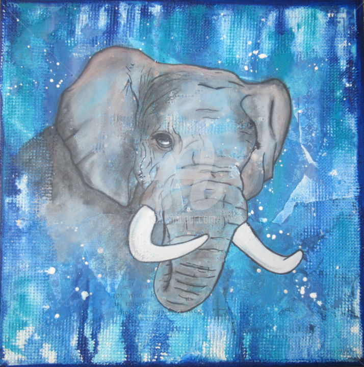 Painting titled "elephant" by Ellen Hendrikx, Original Artwork