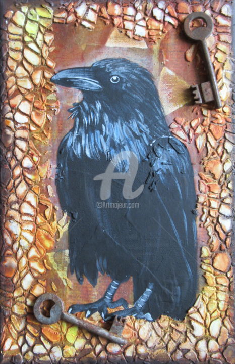 Malerei mit dem Titel "crow" von Ellen Hendrikx, Original-Kunstwerk