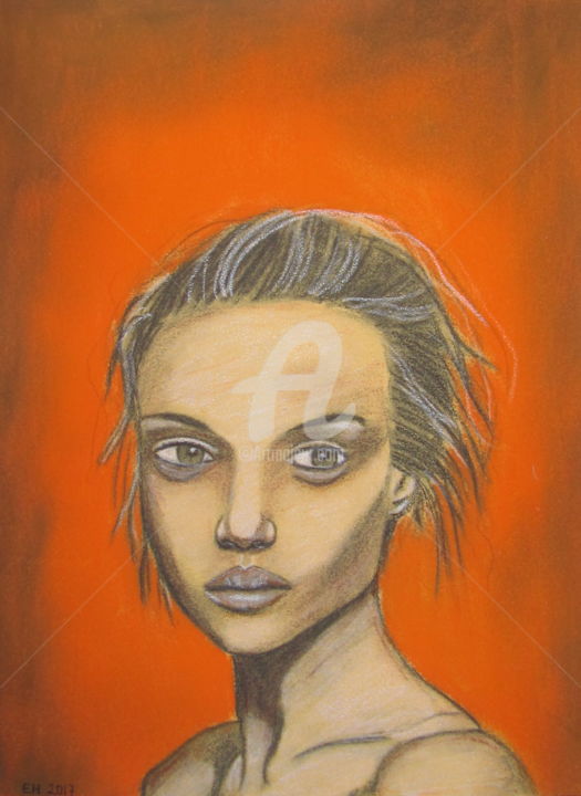 Рисунок под названием "simone" - Ellen Hendrikx, Подлинное произведение искусства, Мел