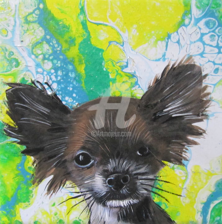 Painting titled "doggie" by Ellen Hendrikx, Original Artwork, Acrylic