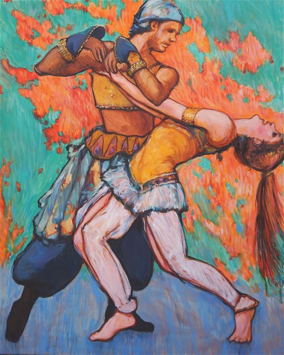 Painting titled "ballet russe" by Etzi, Original Artwork, Oil