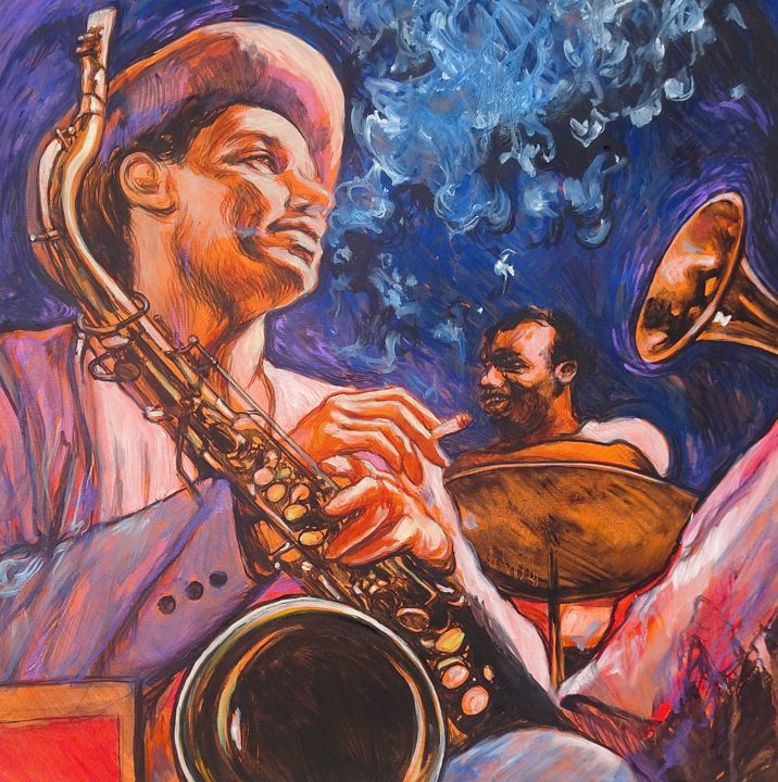 Painting titled "jazz" by Etzi, Original Artwork, Oil