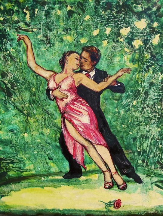 Peinture intitulée "tango cool" par Etzi, Œuvre d'art originale, Huile